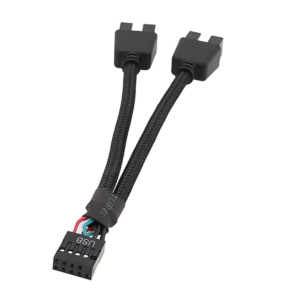 Moderkort USB 9pin Interface Header Splitter 1 till 2 förlängningskabeladapter svart