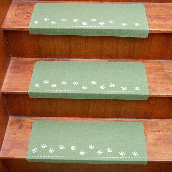 4 st trappstegsmattor halkfria lysande trappstegsdynor hundfotspår mjuka Green
