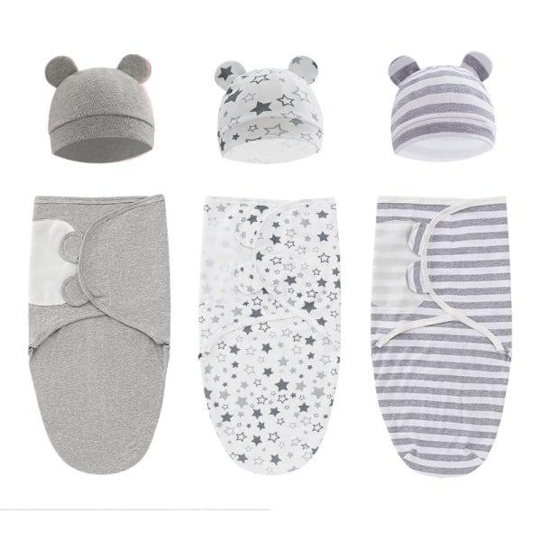 Nyfödd baby Toddler Swaddle Wrap Filt Sovsäck Sleep Sack Sängkläder Gray