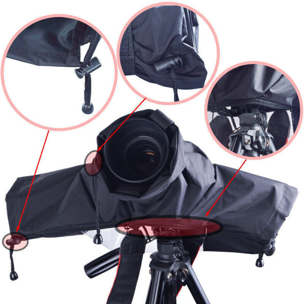 Slitstarkt kamera vattentätt cover för DSLR kameraskydd Regnrock cover svart