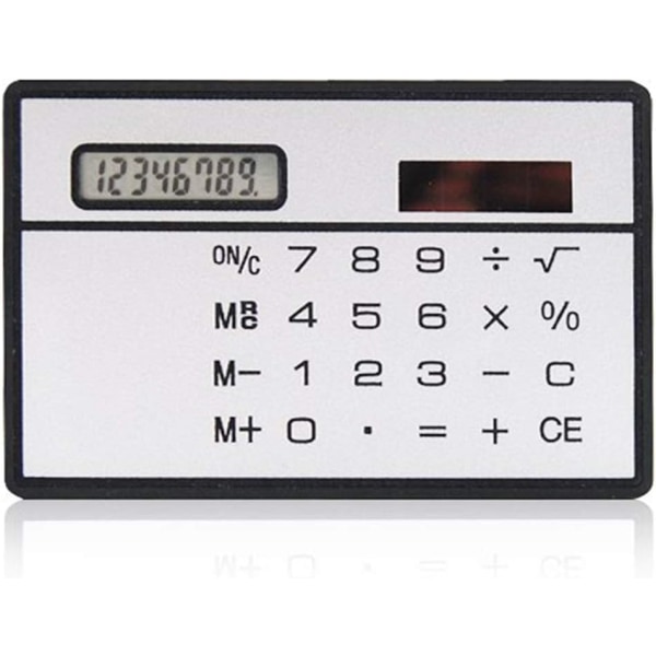 Ultratunn miniräknare Bärbar Mini Slim Solar Power Pocket Miniräknare för skolhem & kontor Silver