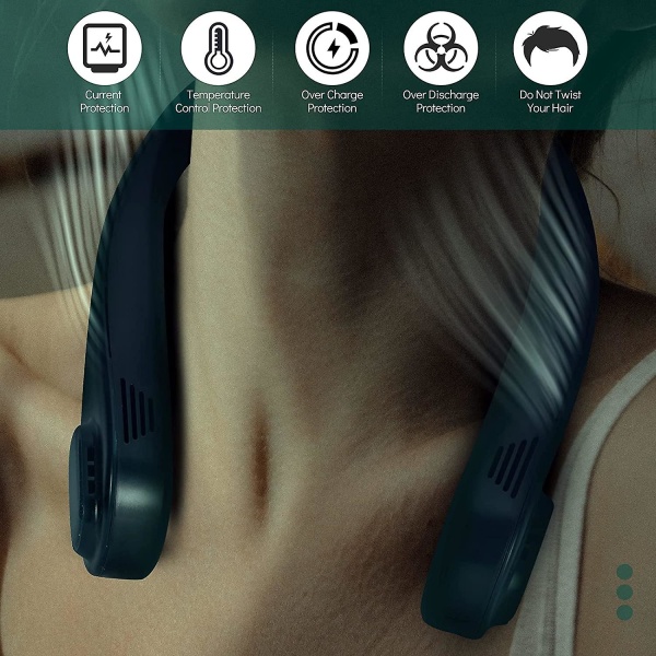 Halsfläkt Bärbar Bladlös Fläkt, Handsfree Personlig Fläkt, Batteri