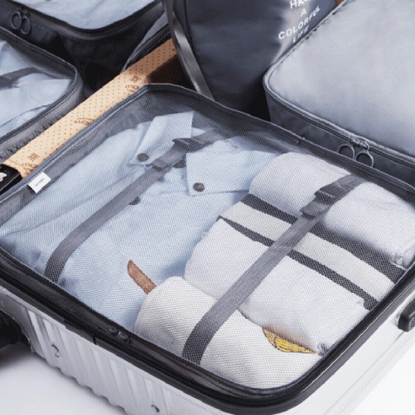 Förpackning Kuber Bagageförvaring Organizer Kompressionsresväska Resväska 8st/ set Gray