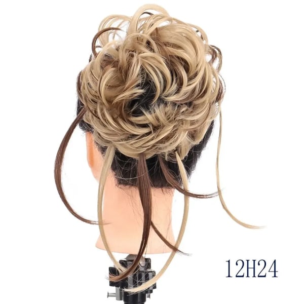 Syntetisk Messy Bun Curls Band Falska Hårdelar Peruk Kvinnor Donut SW205-22H613