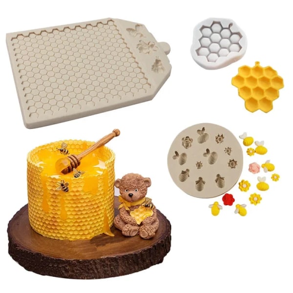 Tårtdekorationsverktyg Honeycomb Bee Silikon Sugarcraft Form Cho
