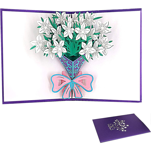 White Lily 3d Pop Up Card, 3d Pop Up Card Gratulationskort Tack Yo