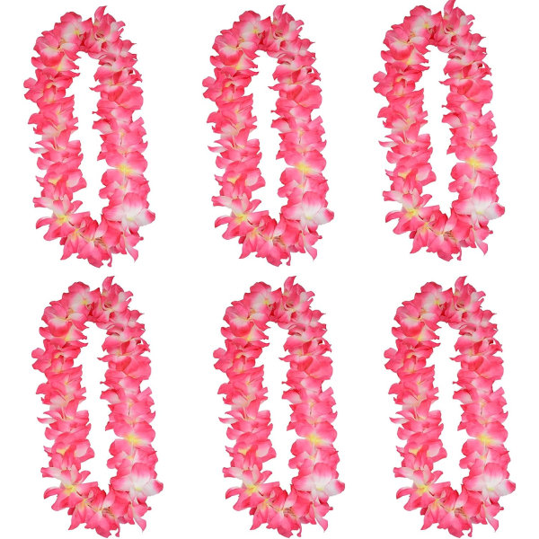 6 st Förtjocka 41 tums rosa Hawaiian Leis för examensfest Da 6 Pcs