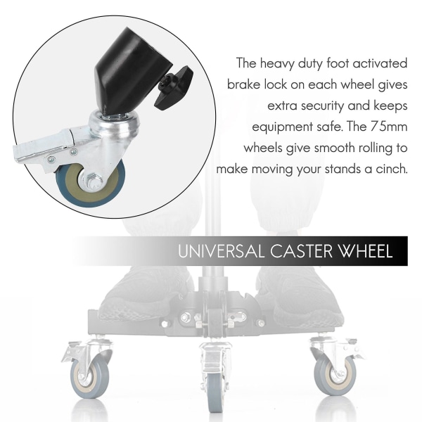3 st 22 mm fotostudio universal caster hjul stativ remskiva tung