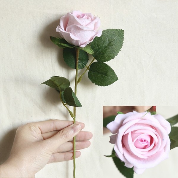 5st enkel lång stjälk falska rosor silke blommor blommande brud konstgjorda Pink