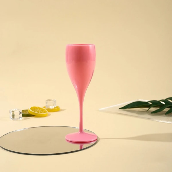Champagne Flutes Glas Plast Vinglas Tål diskmaskin Whi Pink