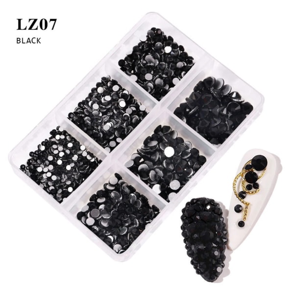 6Grids Kit Nail Dekoration Mix Storlek Nail Diamond Flatback Rhines LZ07