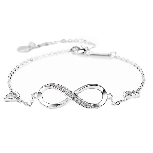 Infinity Armband för kvinnor Infinity Love Heart Damer Br Sterling Silver 925 Armband Justerbart Damarmband silver