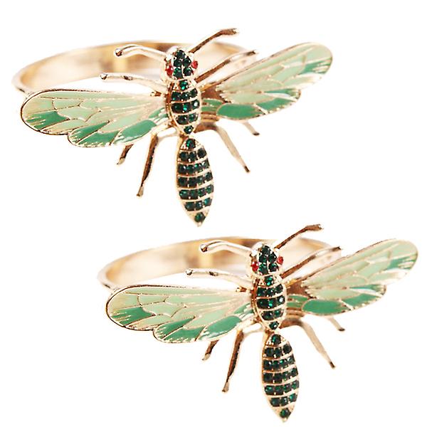 12st Dragonfly Servettspänne Servettring Legering Grön Insekt Dra
