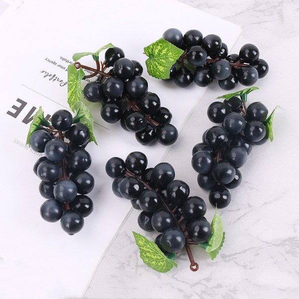 5X Konstgjord växtfrukt Druva Fake Fruits Dekor Mat Naturtrogna kontorsfesthem Black 18 grapes
