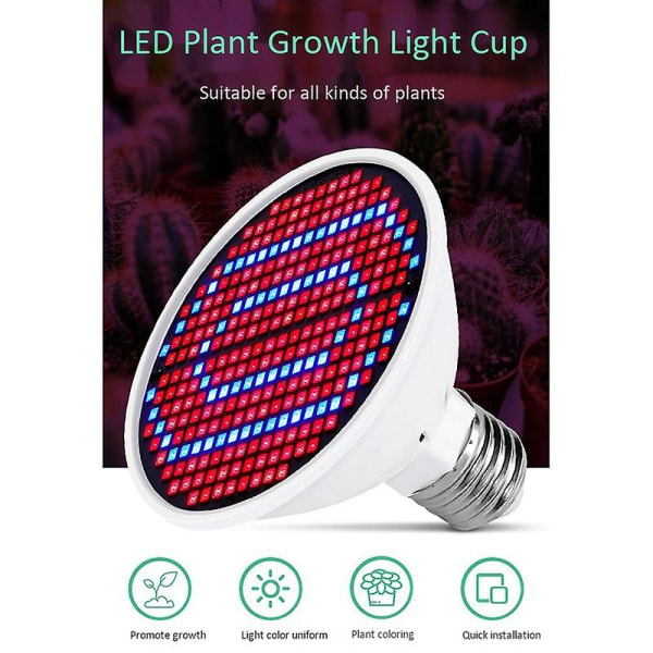 E27 300leds Grow Lamp Led Full Spectrum Growth Light Fröplanta Blomma Phyto Lamp För inomhus Hydropon vit