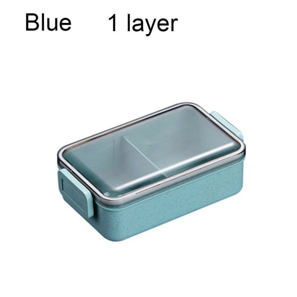 Wheat Straw Lunchbox Barn Bento Studenter Matbehållare Matservis Läcksäker Blue 1 Layer