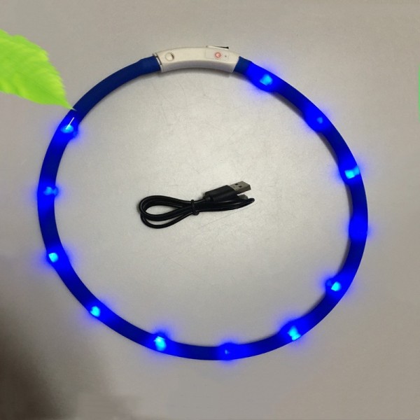 USB-laddningsbar LED-hundhalsband blinkande storlek justerbar säkerhetsljus Blue 50cm