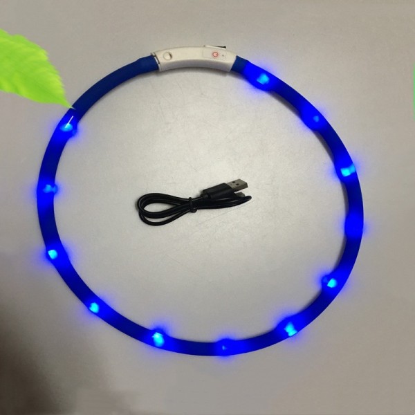 USB uppladdningsbar LED-halsband för hunddjur Blinkande storlek Justerbar säkerhetslampa Blue 50cm