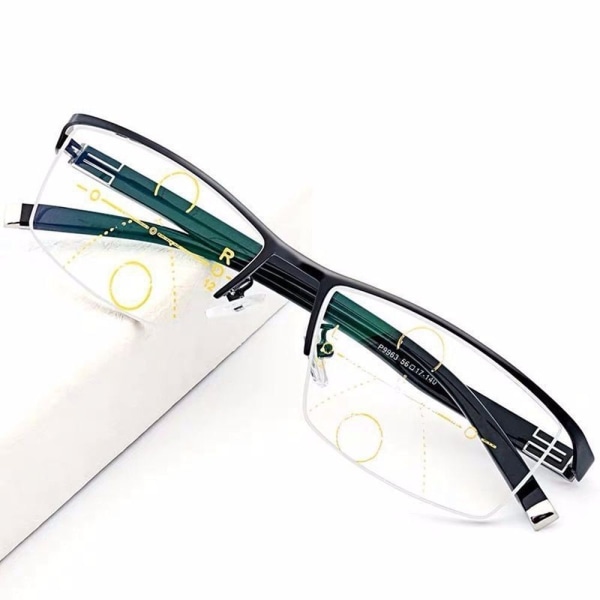 Anti-blått ljus läsglasögon progressiv multifokal lins Presbyopia glasögon 200 degree