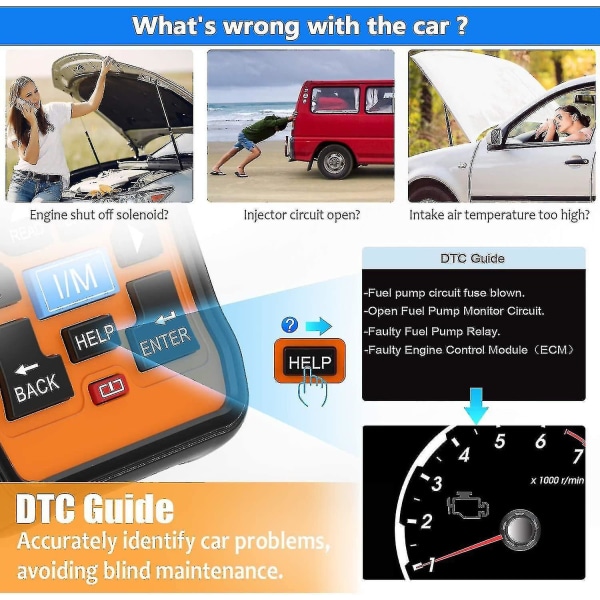 Nt301 Obd2 Scanner Live Data Professionell Mekaniker Obdii Diagnostisk Kodläsare Verktyg För Kontrollera Motorljus orange