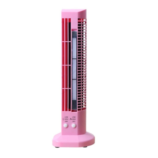 Tornbordsfläkt Bladlös stående kylfläkt med ledljus för hemmakontor Pink