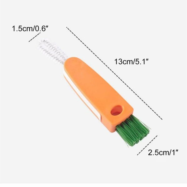 2-pack 3-i-1 Flaskborste Detaljborste Babyflaska Borste Kopplock Rengörare Multifunktion orange