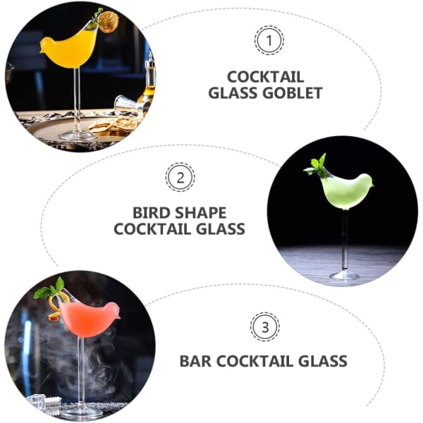 Klart Cocktailglas Bägare Fågelform Vin Bägare Cocktailglas Champagne Bägare Rödvinsglas transparent
