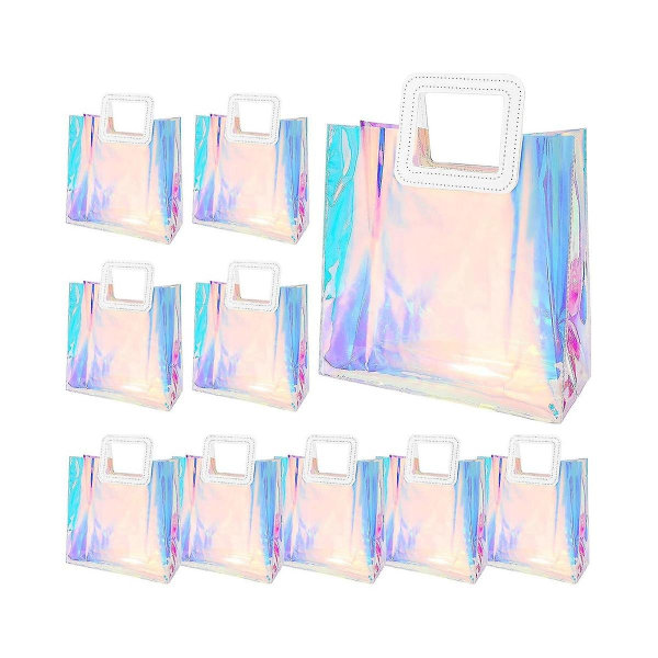10-packs genomskinlig presentpåse för bröllop, transparenta presentpåsar med tunga