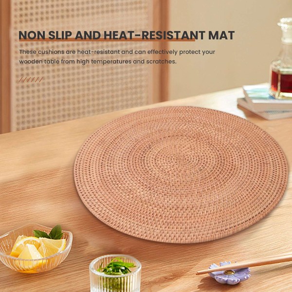 Runda flätade placemats, bordsunderlägg, halkfria värmebeständiga place