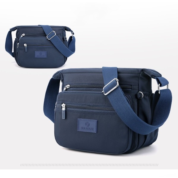 Kvinnor Multi Pocket Nylon Cross Body Dam axelväska Messenger Handväska Bag Blue