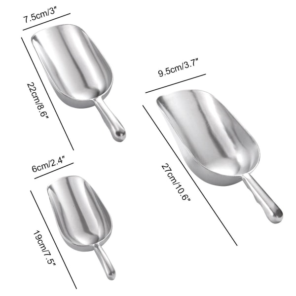 S/M/L Aluminium Metal Scoop Rund Botten Is Mat Socker Scoop Söt Scoop 2PCS L