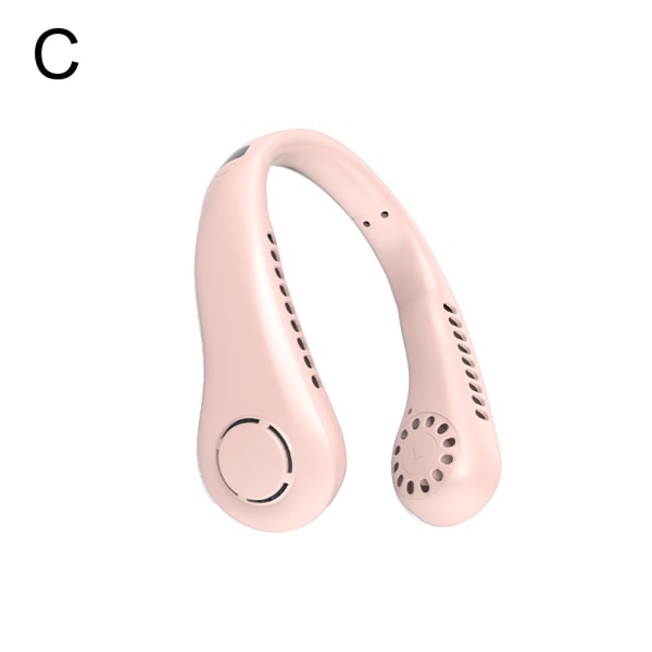 Bärbar Lazy USB Charging Mini Fläkt Nackband Bladlös Neck Hängande kylare Pink