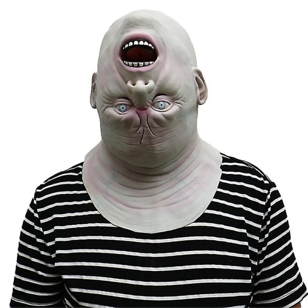 3D omvänd upp och ner huvudmask Alien Zombie Halloween Cosplay Costume grå