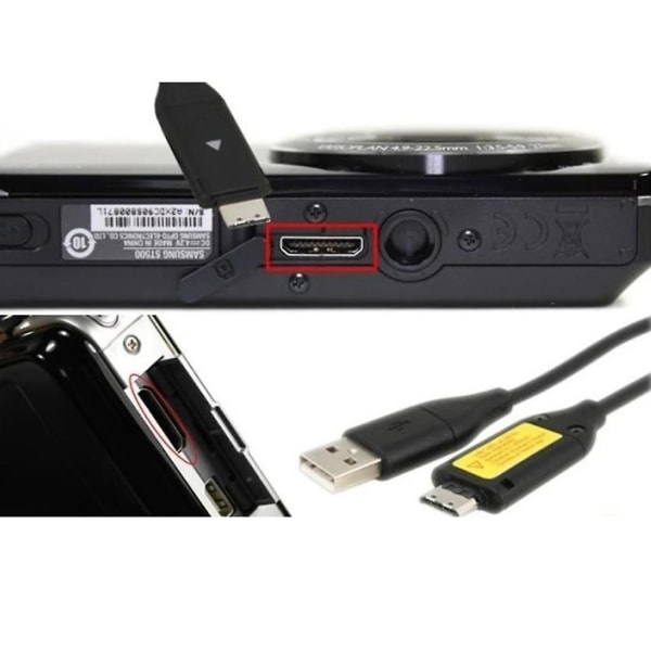 USB laddningskabel Dataöverföringssladd för Samsung digitalkamera Wb5000/5500 svart