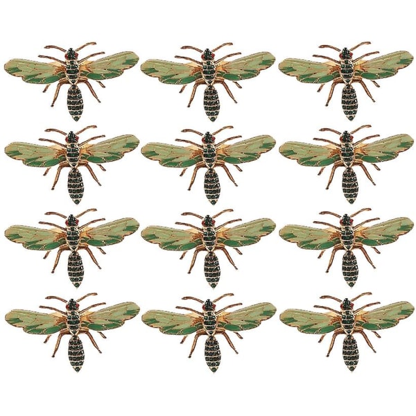 12st Dragonfly Servettspänne Servettring Legering Grön Insekt Dra
