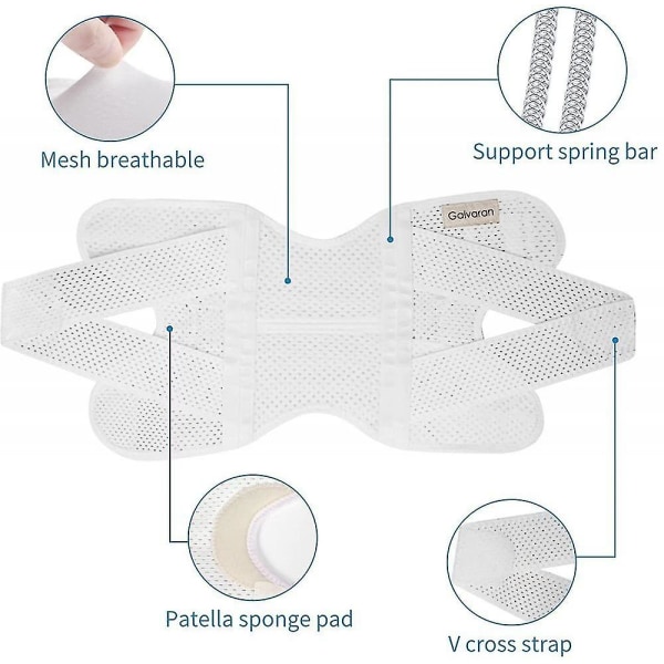 Andningsbar justerbar knästöd - vit Galvaran knäskydd med sidostabilisatorer för meniskskada knäsmärta Acl Mcl artrit skador återhämtning XXL