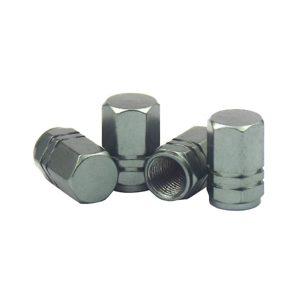 8 st Däckventilstamlock | Cap i aluminium med gummiring grey