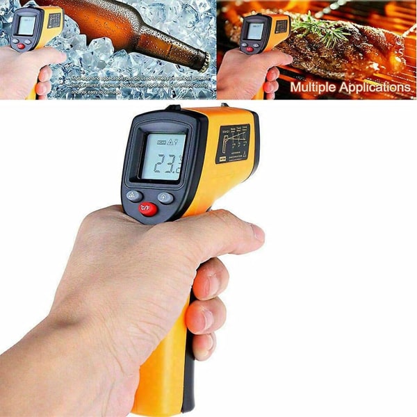 2st infraröd termometer Beröringsfri temperaturmätare LCD-digital termometer gul