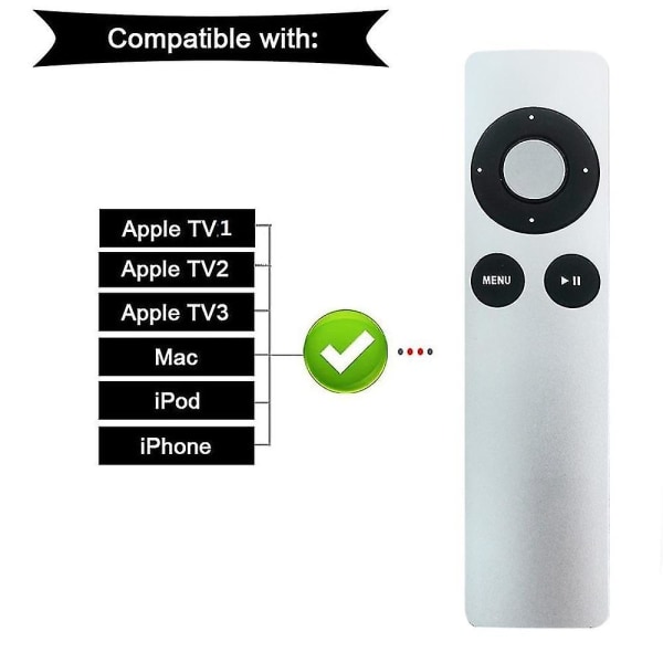 Ersättningsfjärrkontroll för Apple Tv 1:a 2:a 3:e generationens Apple Tv-fjärrkontroll svart