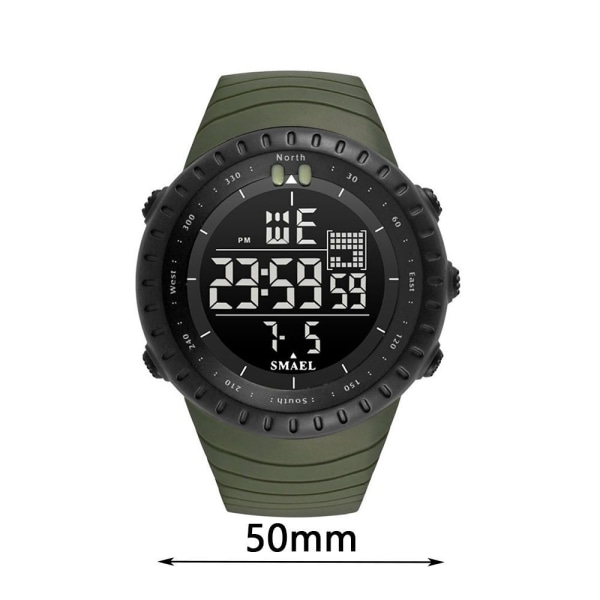 Watch Vattentät Sport Militär Analog Quartz LED Digital Armbandsur Green