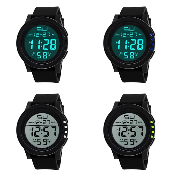 LED Digital Sport Watch Stoppur Date Military Life Vattentät Watch Black