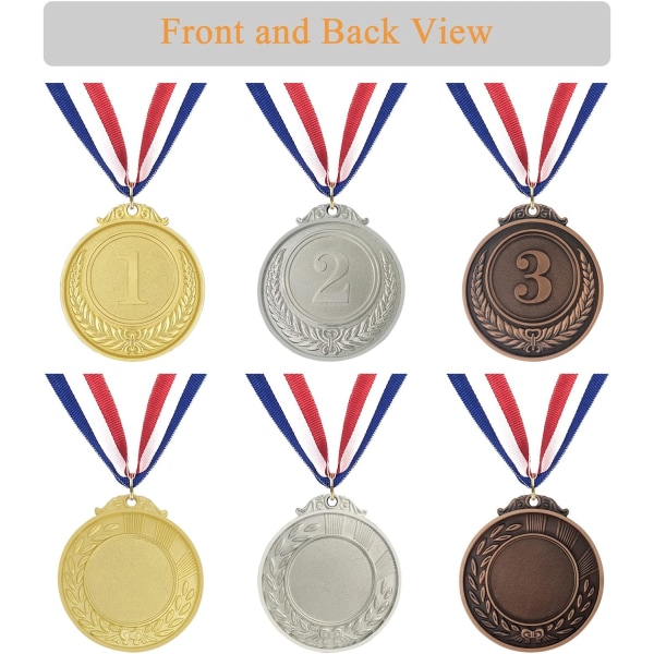 Medaljer för barn 12 bitar Metallmedalj Guld Sliver Brons Vinn 12 Pack Gold Sliver Bronze Medals