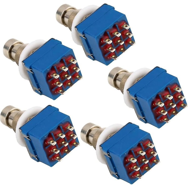 3pdt 9-stifts Box Stomp Gitarreffekter Pedal Footswitch 5-pack blå