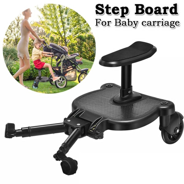 Universal Kids Buggy Barnvagn Sits Step Board Stativ Hjulförsedd sittvagnskontakt svart