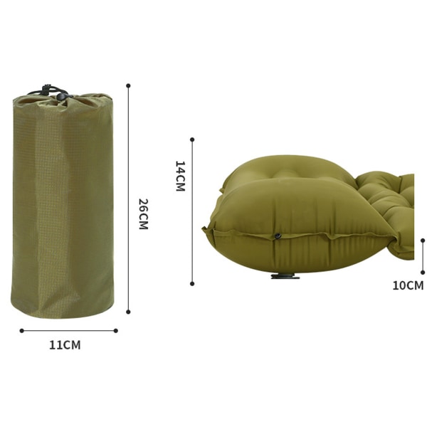 Självuppblåsande campingmatta Uppblåsbar sovmatta med kudde Inbyggd fotpump Uppblåsbar campingmadrass Army Green