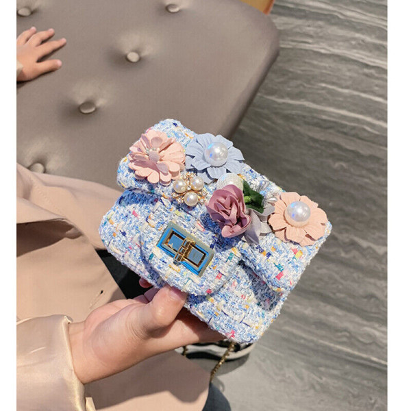 Liten flicka handväska mini axelväska plånbok budväska för barn småbarn flicka Blue Flower
