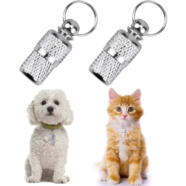 Silver Mini Anti-förlorat rostfritt stål ID-tagg Hundhalsband hängande Tagga husdjur med namn Telefon Adress Info silver