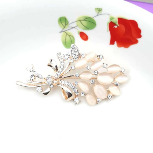 Hett säljande fashionabla Opal Stone Flower Brosch Pin Vacker R silver