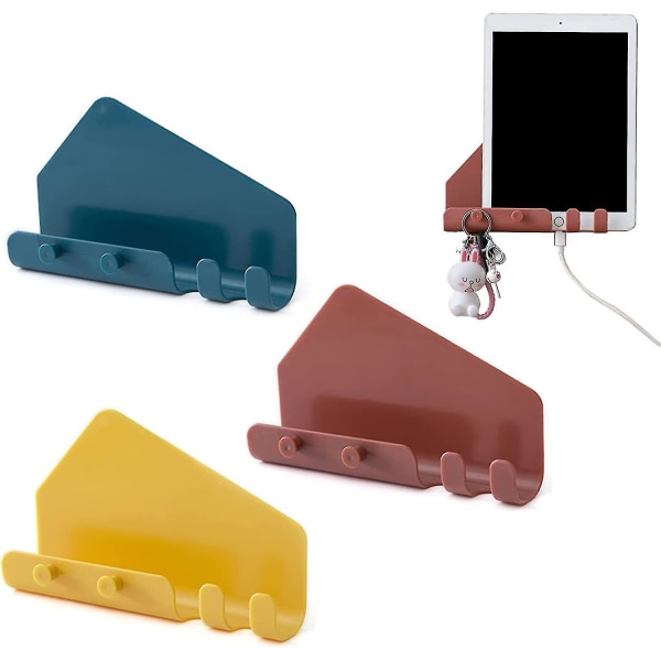 Väggmonterad fjärrkontrollhållare Väggmonterad telefon QQQ 3 delar väggmonterad telefonhållare blå