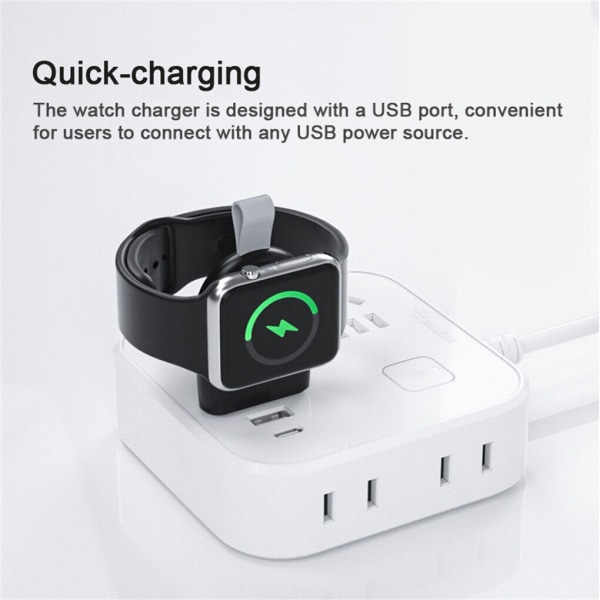 Trådlös watch Laddningsadapter USB Smartwatch Laddare Power Bank Travel Dorm Black